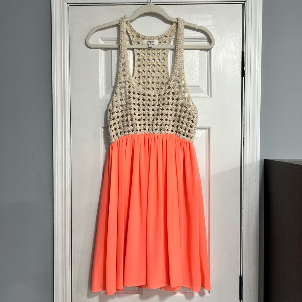 Umgee Bright Orange & Crochet Dress